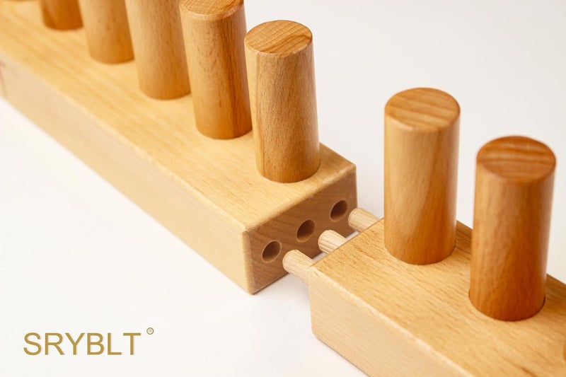SRYBLT 2-Pack DIY Chunky Knit Blanket Loom, 30.2-inch Long Beech Wood Base with Solid Wood Pegs, Stackable for Portability, Expandable Connections, and Clear Coating (Without Brand Name) - Image 3